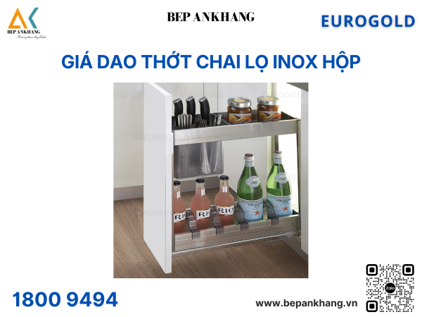 Giá dao thớt chai lọ inox hộp EU1030 (EUB5530) – Eurogold
